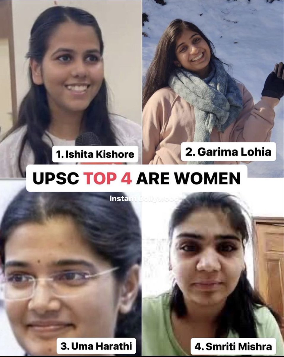 Our warmest congratulations to the 4 girls who topped this year's IAS exams! Your hard work and dedication have resulted in a historic accomplishment that sets an example for aspiring civil servants everywhere. 🎉🏆 #IAStoppers #achievementsunlocked #futureIAS