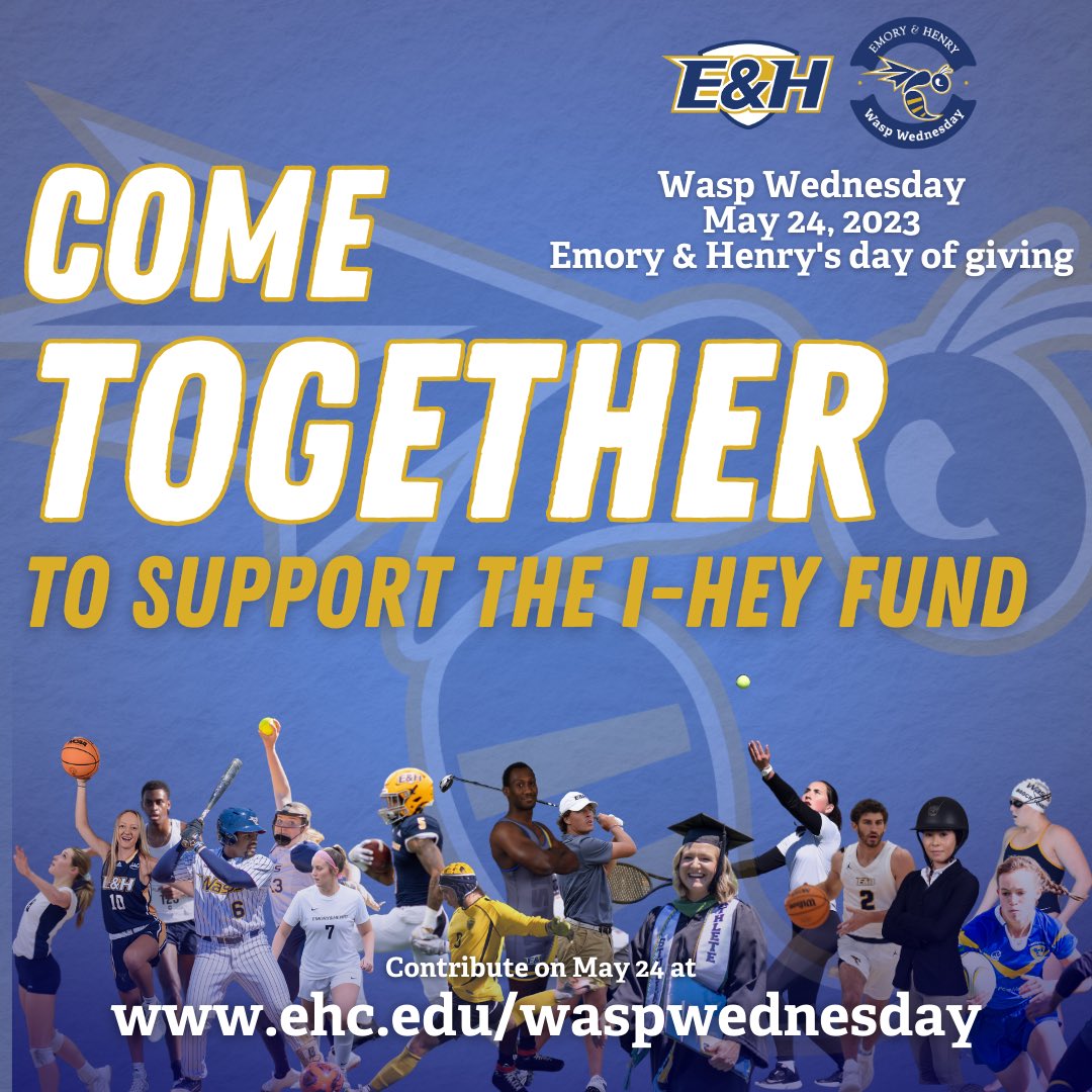 This Wednesday May 24th is Emory &amp; Henry’s Day of Giving!!

Show your support for the entirety of Emory &amp; Henry Athletics! All contributions support our biggest priority, our students!

For all information visit: ehc.edu/waspwednesday