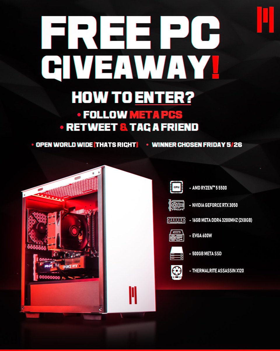 A quick lil’ PC giveaway for the week. Winner selected Friday!

Enter:
✅ Follow @METAPCs 
🔁 Retweet this 
🔥 Tag a friend with a busted PC

This is a WORLDWIDE 🌎 giveaway cuz we’re cool like that 😎