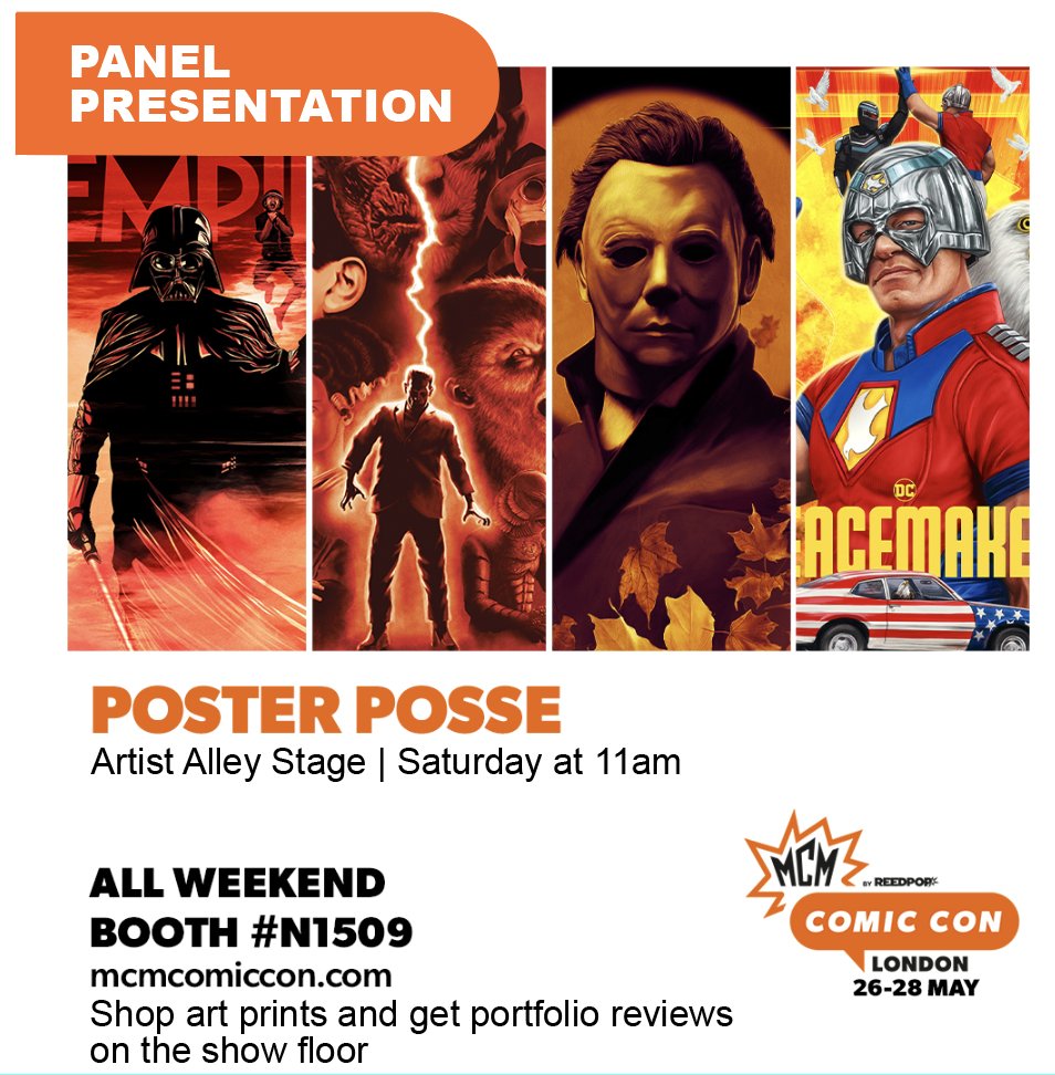 We'll be at MCM Comic Con in London this weekend. Drop by our booth or our panel on the Artist Alley Stage. Poster Posse artists @a_swainson @samgilbey <a href="/17thandOak/">17th & Oak - Illustration + Design</a> &amp; <a href="/turksworks/">Rich Davies</a> will all be there celebrating our 10th anniversary.