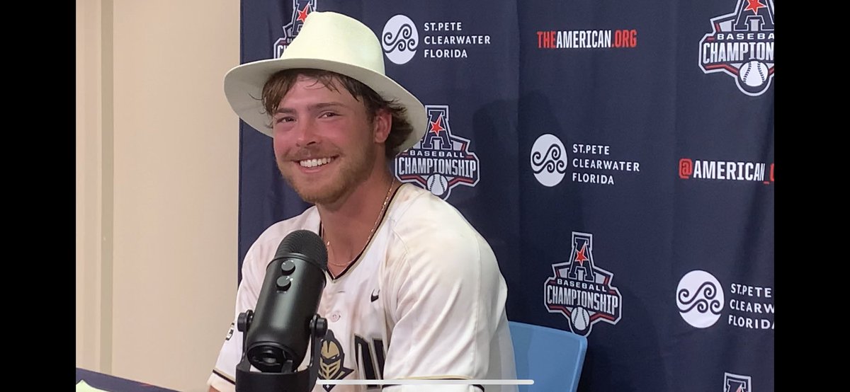 Walkoff homer for UCF’s Andrew Brait earns him a beach day on the beautiful beaches in St. Pete and Clearwater. 
#AmericanBSB