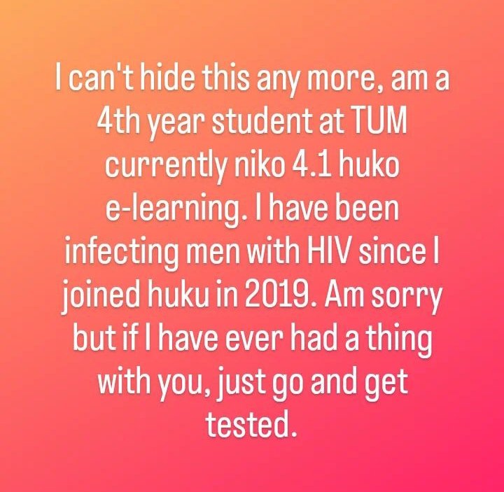 Sipendi_Ujinga_'s tweet photo. There's this girl  called Essy Lovie pale IG claiming that she has been infecting guys from TUM with aids...Mambo Imechemka...Thread 1/4 https://t.co/Xf9K0OQdpT