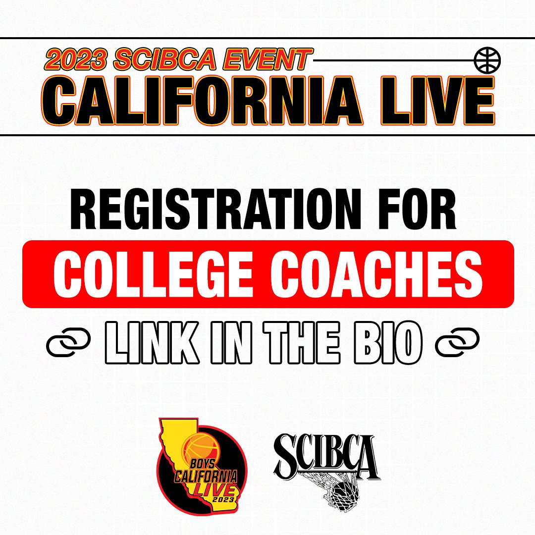 🚨 REGISTRATION FOR COLLEGE COACHES 🚨
🏀 NCAA Live Period Event
🗓️ June 16-18
#NCAALivePeriod
#BoysCaliforniaLive23