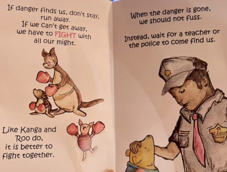 GavinNewsom's tweet image. Winnie the Pooh is now teaching Texas kids about active shooters because the elected officials do not have the courage to keep our kids safe and pass common sense gun safety laws. oakcliff.advocatemag.com/2023/05/winnie…