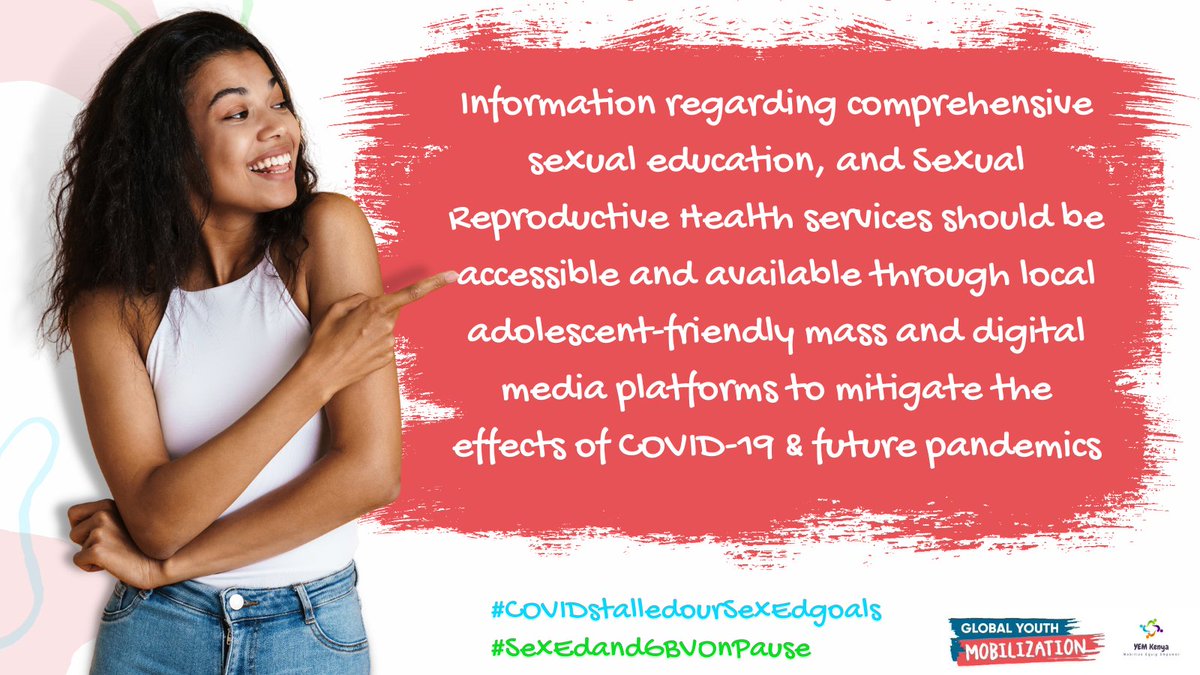 With pandemics like  COVID-19, access to healthcare incl family planning & child health care services were affected as a result of social & non-social fear & lockdown restrictions @gymobilization #UnstoppableTogether #YouthMobilize

#CovidStalledOurSexEdGoals
#SexEdandGBVonPause