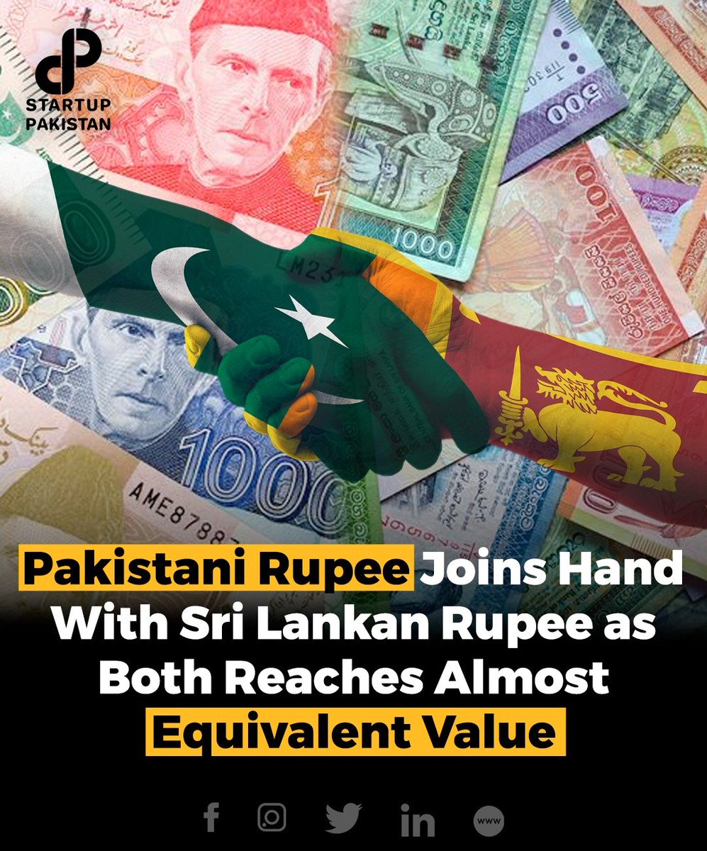 PakStartup's tweet photo. In a surprising turn of events, the Pakistani Rupee (PKR) and the Sri Lankan Rupee (LKR) have almost reached an equivalent value. Read More: https://t.co/z5MFgd3Xv1 https://t.co/pK3oTIczWU