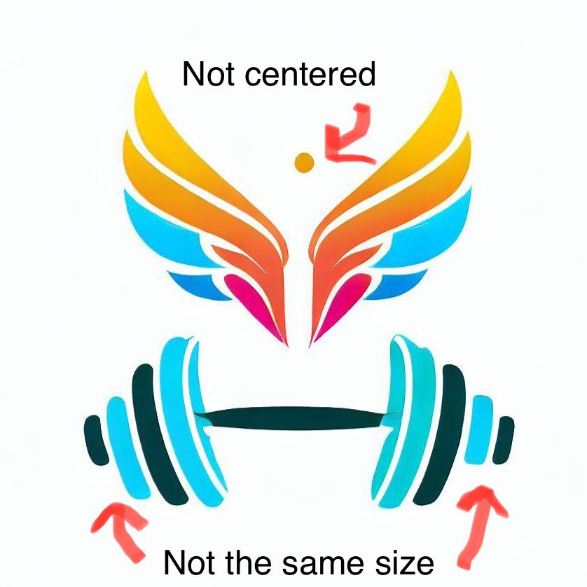 lo_lindley's tweet photo. @FCamiade @itsPaulAi Not even saying that logos need to be symmetrical but there is no thought behind this composition. A graphic designer would clean this up/have reasoning behind it/probably never make this chaotic “logo” to begin with. The colors? What is it representing? https://t.co/qwVZNQBYA4