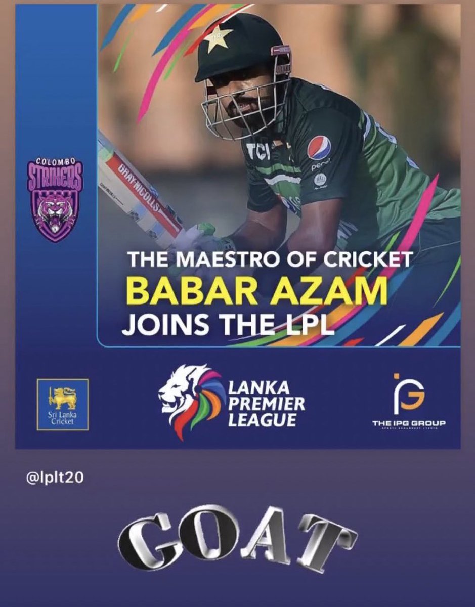 #ColomboStrikers signed Babar Azam for this year #LankaPremierLeague #BabarAzam𓃵 
#srilankacricket #LPL2023