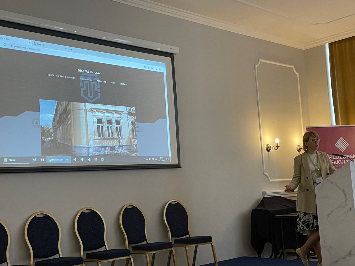 diginlaw's tweet photo. Today, at the Faculty of Humanities and Social Sciences Osijek, Prof Mirela Župan had the opportunity to present the DIGinLaw project at the International Conference on Digital Transformation and Inclusiveness of the Higher Education Institutions in the Time of Crisis Situations https://t.co/ah2m0noRv5
