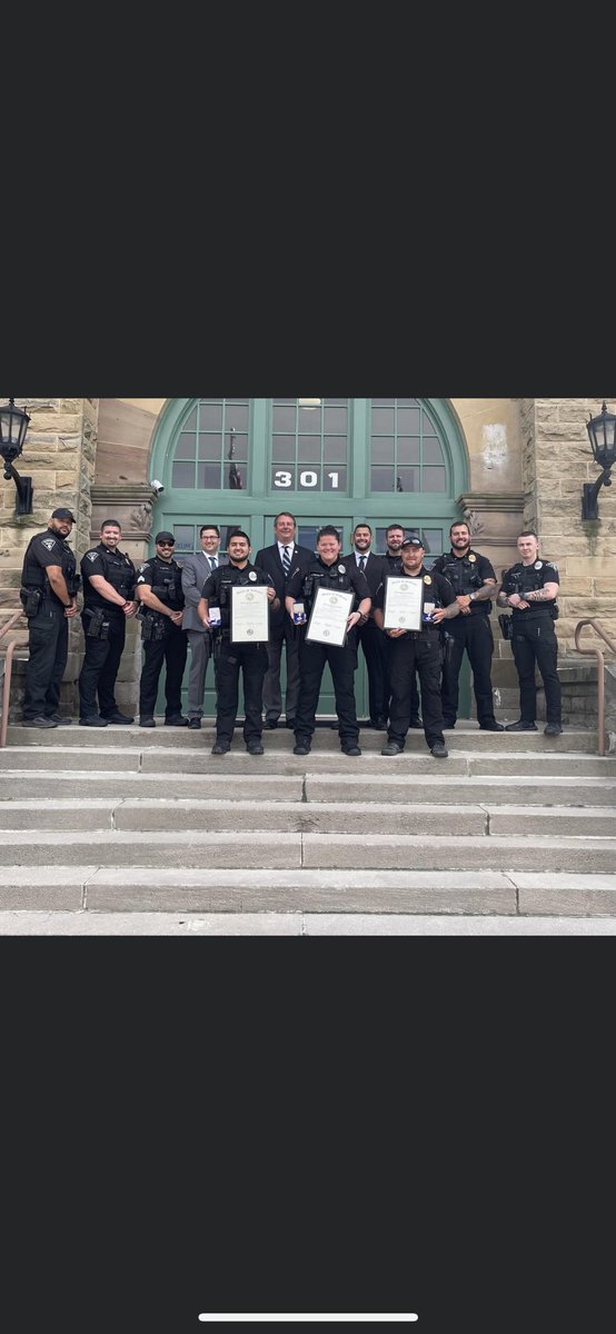 Sgt Snyder, Officer Martinez and Officer Douglass received their awards last night at the Board of Works meeting, along with an award from the Indiana State Representatives. #fpd