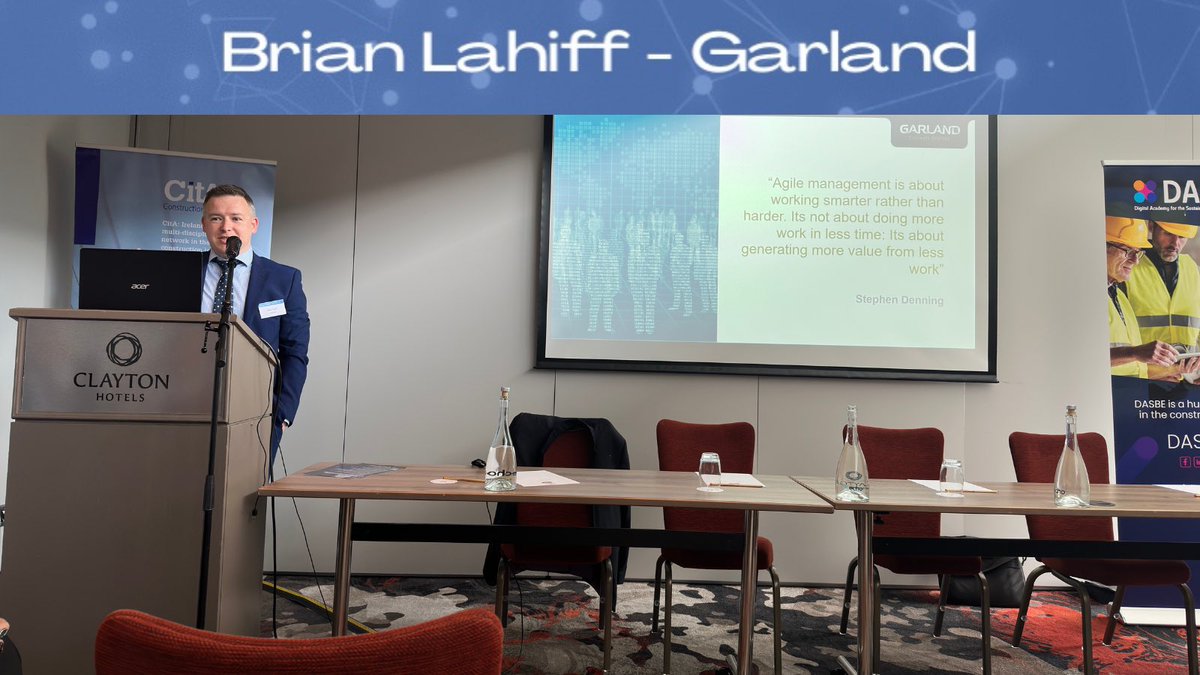 Next speaker Brian Lahiff from <a href="/consultgarland/">GARLAND</a> speaking on how we can minimise waste in projects and work to use information, data and tools better.

#constructionindustry #designbuild #limerick