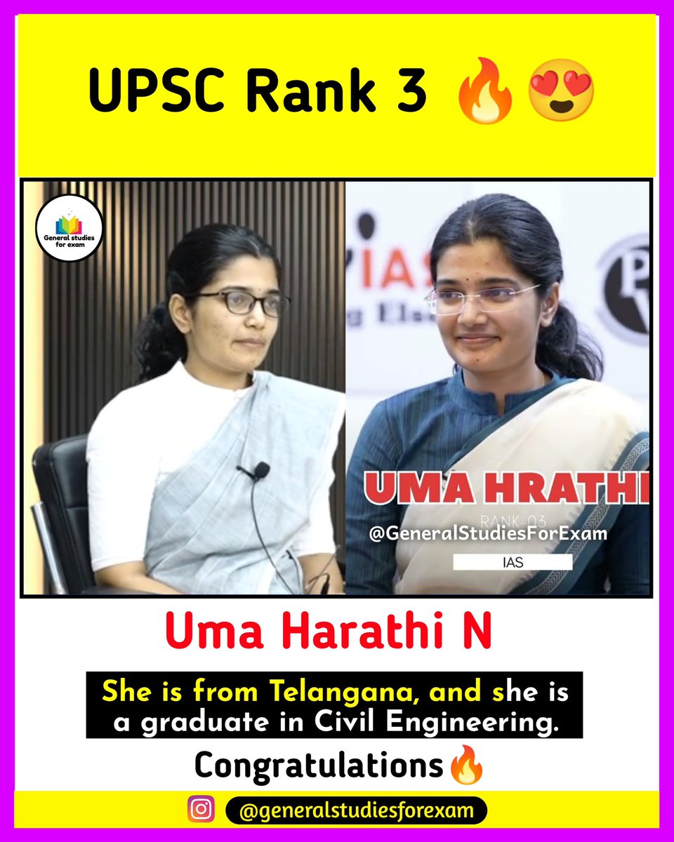 dinumeena73's tweet photo. Congratulations! Uma Harathi  🔥🎉 
#rank3 
#UPSC2023 #UPSC
#Civilengineer https://t.co/zj0b40PAnL