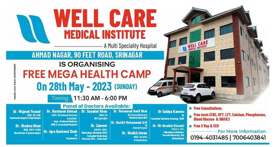 disooki's tweet photo. Free Mega Health Camp will be organised on 28th May 2023(Sunday).

Eleven specialists and super-specialists will provide free consultation in this camp.
Free tests(CBC,KFT,LFT,Blood Sugar,HBA1C) will be done on the advise of doctors.
Free X Ray and ECG will also be done. https://t.co/jjtCJ7NIqG