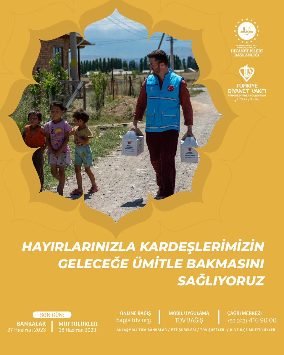 Hayırlarınızla kardeşlerimizin geleceğe ümitle bakmasını sağlıyoruz

#BeklenenSensin

Kurban bağışlarınızı, bagis.tdv.org adresinden, Banka/PTT şubelerinden ve Müftülüklerden yapabilirsiniz.