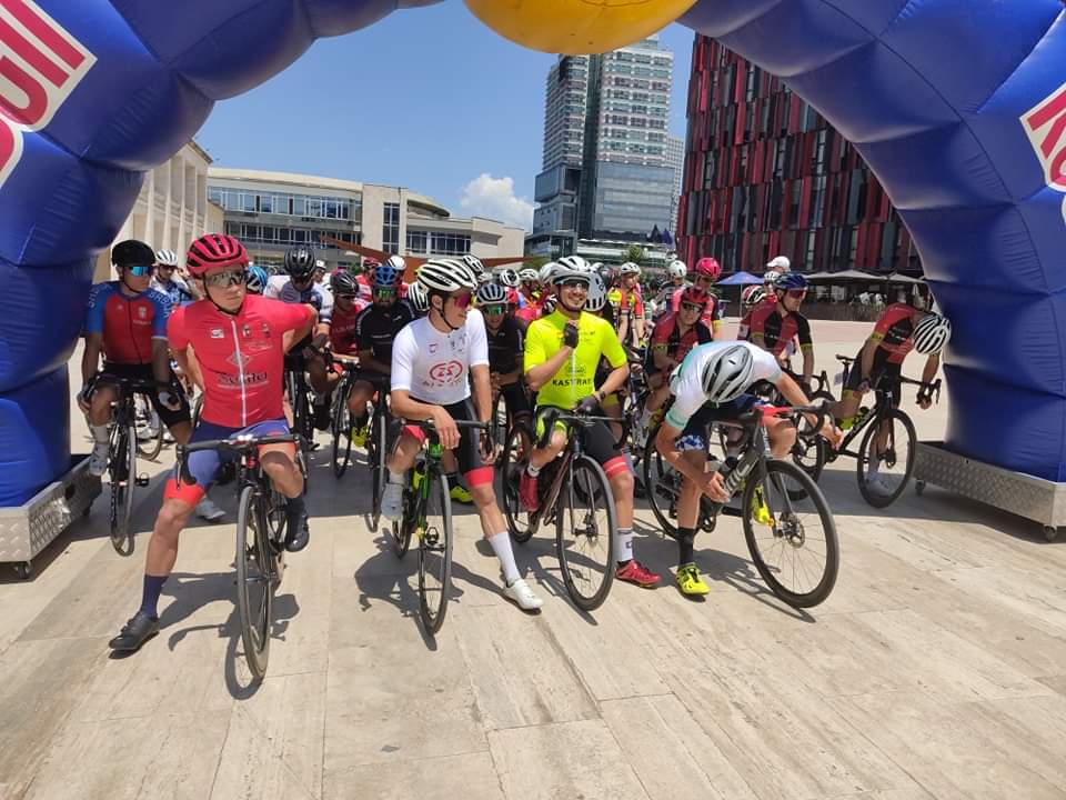 Max Stedman starts Stage 2 of the UCI 2.2 Tour of Albania in the leader's yellow jersey after winning the 10km mountain ascent finish on Stage 1.