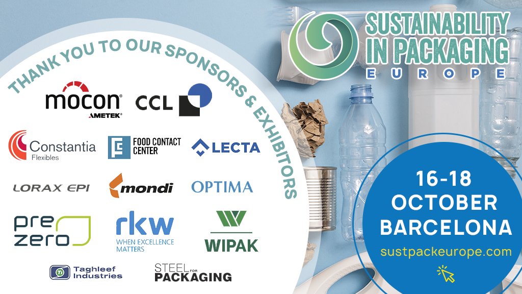 Thank you to our sponsors &amp; exhibitors, we're excited to have them onboard for the 2023 event. We still have packages available if you want to get involved, find out more here: bit.ly/43kXjND #SustainabilityinPackaging #SustpackEurope #Sustainable #Packaging
