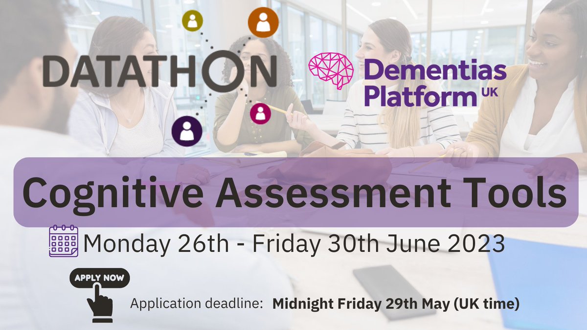 DementiasUK's tweet photo. Apply now, time is running out!  Don't miss out on this exciting opportunity to join #Datathon2023 to understand the relationship of different #CognitiveTests and immerse in many other #analysis possibilities with multiple datasets. 
More info: https://t.co/Cyndy6xTyF 
#datathon https://t.co/CTrHeD20Zw