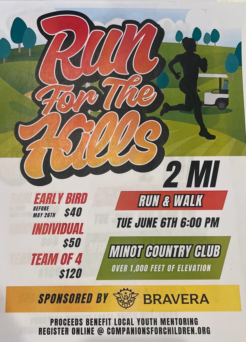 MinotXc's tweet photo. To all who are interested! Pre registration deadline is this week! Beautiful place to do a run! https://t.co/eOZnIBwVih