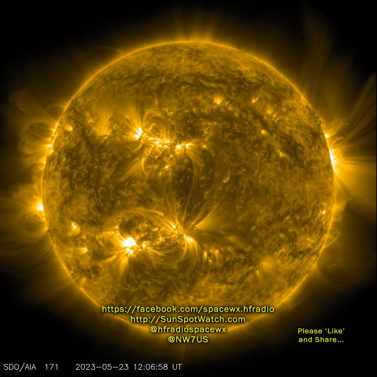 RT From-> NW7US May 23, 2023 at 05:30AM Today's Sun (171A EUV) #spaceweather #spacewx #solarstorm #hamr #swl Link source at twitter.com/NW7US/status/1… Reposted using applet IFTTT Android app.
