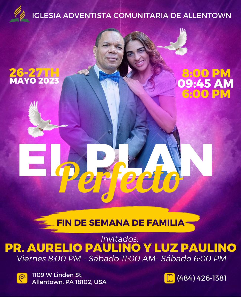 Te invitamos a venir a fortalecer los lazos familiares y aprender acerca del plan perfecto de Dios para tu familia, ven y disfruta de la presencia de Dios.