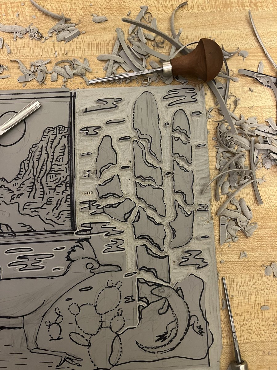 DaniOutside's tweet photo. Little cactus and cloud cuts (and lots of
linoleum pieces) https://t.co/TuEgcOSwIb