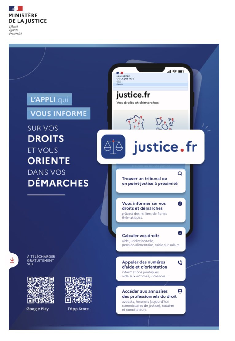 Simple d’usage, la nouvelle application mobile justice.fr, disponible sur Google Play et dans l’Apple Store, accompagne les citoyens dans leurs recherches d’information sur leurs droits et les oriente dans leurs démarches.