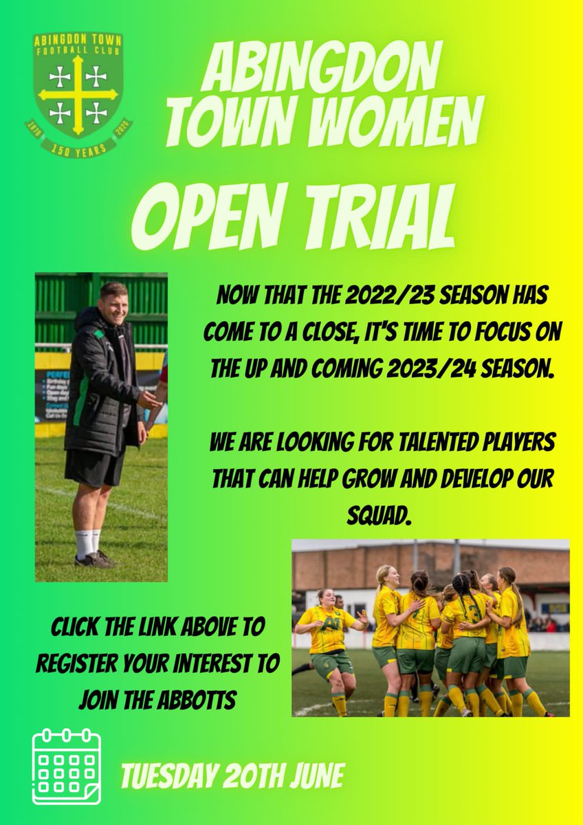 OPEN TRIALS….

We are holding open trials on the 20th June, to register your interest please click the link below 👇👇👇

form.jotform.com/231064103832343