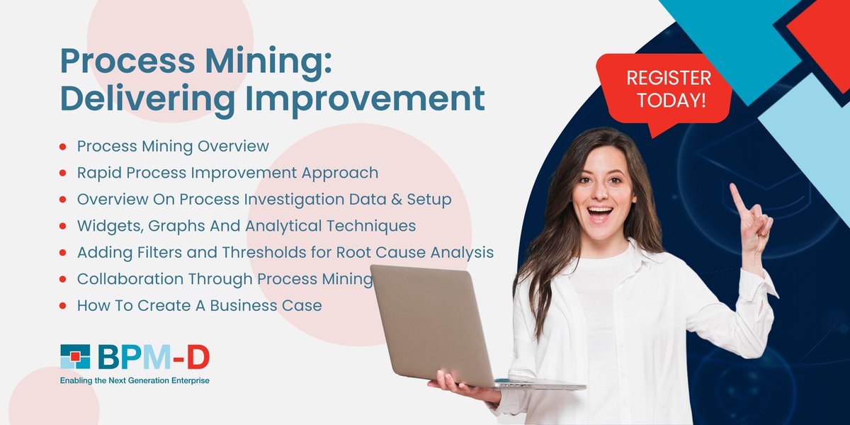 Receive comprehensive training on using Process Mining concepts, from understanding widgets, graphs and analytical techniques to creating deep-dive investigations using a specialist tool. 

bpm-d.com/process-mining…

#processmining #data #processinvestigation #BPM_D