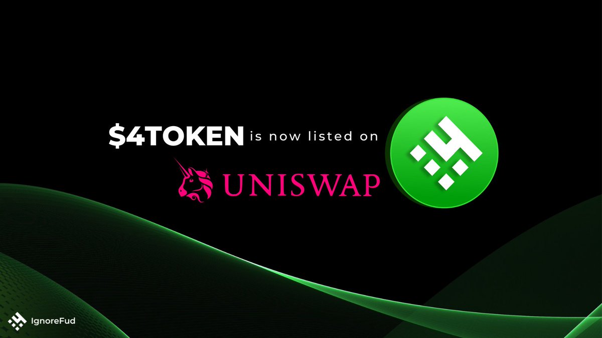 🎉Surprise Announcement!!🚀

#4TOKEN is now listed on <a href="/Uniswap/">Uniswap Labs 🦄</a>

🦄Buy/Swap #4TOKEN here: app.uniswap.org/#/tokens/ether…

Contract Address: 0x8dB4beACcd1698892821a9a0Dc367792c0cB9940

🚦Due to high fees and traffic, bridging from CORE to ETH and BSC to ETH may occasionally fail.