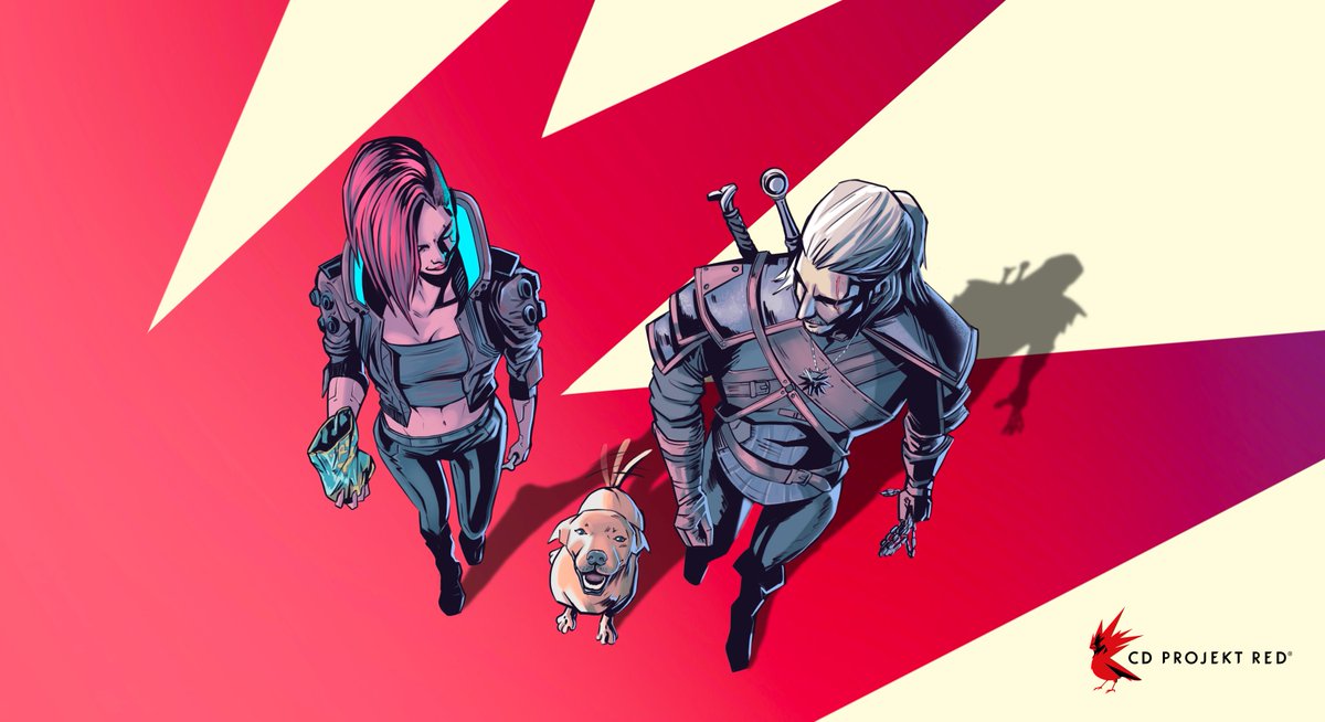 CDPROJEKTRED's tweet photo. Welcome to our CD PROJEKT RED Instagram account in Brazilian Portuguese! 
➡️ https://t.co/2fvUANMehD

Our beloved Witcher and V team up with the caramel dog to bring you the latest news from our games, information about the studio, and the creations of our amazing community!❤️ https://t.co/jOpscLVKzT