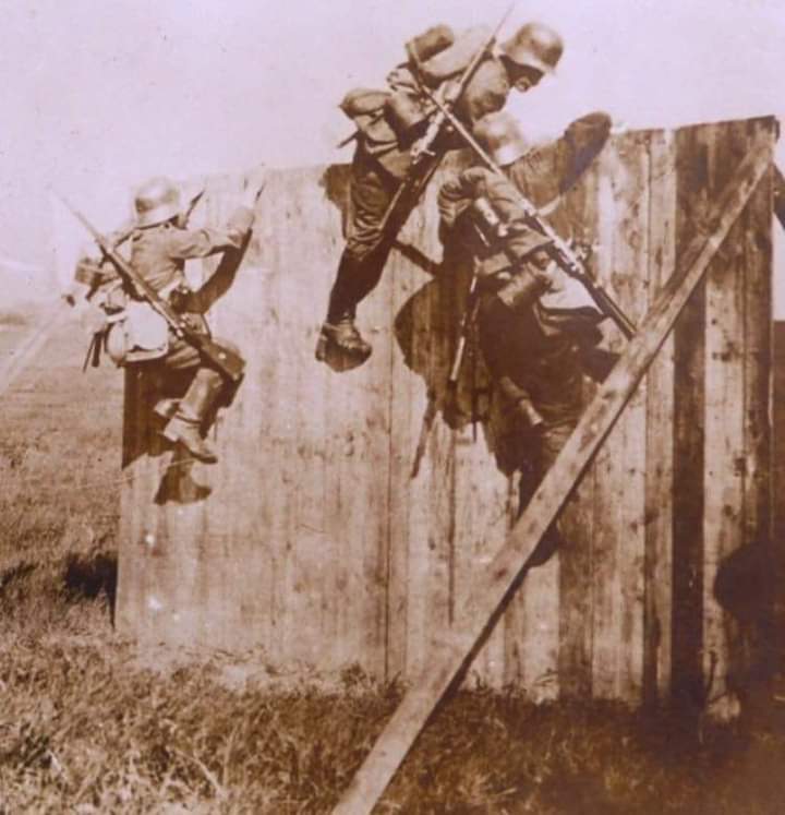 German assault troops in training with their assault kit. #ww1 #history