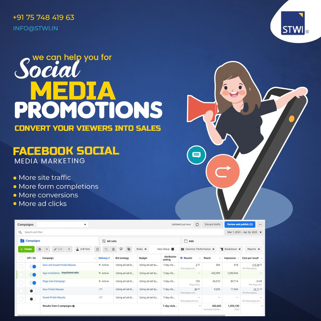 A smart Facebook marketing strategy is the only way to connect with customers.

Hire Best Social Media Marketing Agency Today!
📞:-+91 75748 41963
✉ :- info@stwi.in

#facebookmarketing #facebookmarketplace #facebookmarketingstrategies #facebookads #facebookcampaign