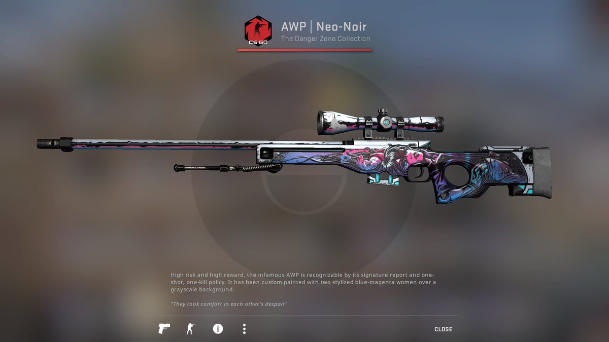 CSGO SKIN GIVEAWAY 😍(AWP NEO-NOIR FT) ➡️Follow ➡️Retweet & Like ➡️Tag 1  friend Buying Mid-High Tier csgo skins for crypto at 90-94% BUFF always  negotiable. Rolls When Tradable Good Luck!