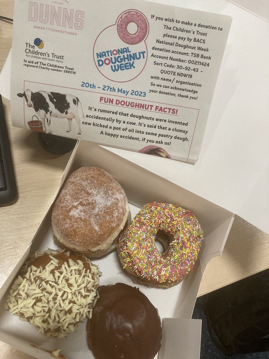 All hail #NationalDoughnutWeek @Childrens_Trust ⁦@dunnsbakery⁩ 👇🍩🎉🥳👏🏻