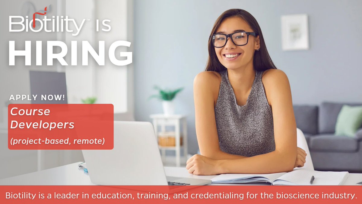 biotility's tweet image. Biotility is #hiring course developers! We need subject matter experts to help develop courses in #QualityAssurance &amp;amp; #DocumentManagementSystems. 

Interested? Download the full description &amp;amp; application instructions ➡️📄 hubs.li/Q01Qzb0C0

#nowhiring #hiringnow #jobalert