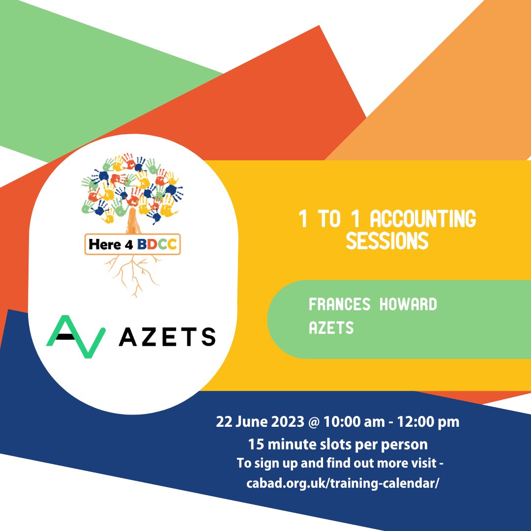 As promised more workshops have been added for #BigAdviceDay!👏 If you would like to have a 1 to 1 Accounting Session with @AzetsUK (previously known as @Naylorwintersg) book your slot today!😃 👉shorturl.at/cgFL8 #BradfordEvent #FreeWorkshop #SmallCharitiesWeek