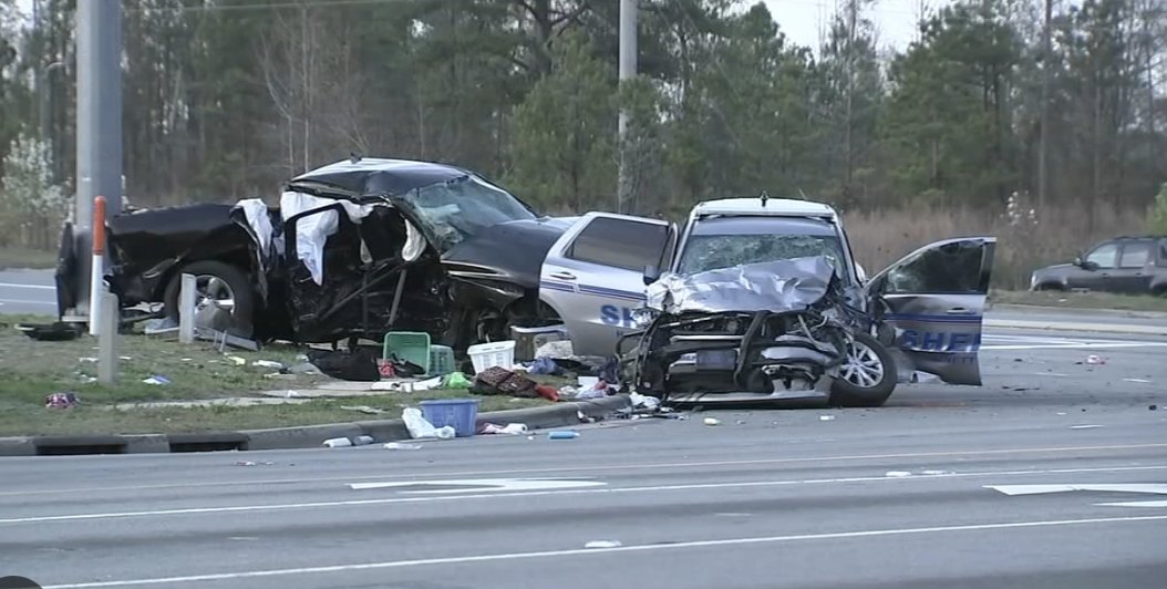 IncarcerNation's tweet photo. 3/3/23: Brian+Patrician Finch were driving the black pickup in NC when a Harnett County deputy hunted a car "disobeying traffic stop" at 95 mph, killing the Finches. Cop Kevin Letarte charged with vehic manslaughter did not show up in court yesterday. He is on paid vacation. 🧵⬇️ https://t.co/8rxh4Zir04
