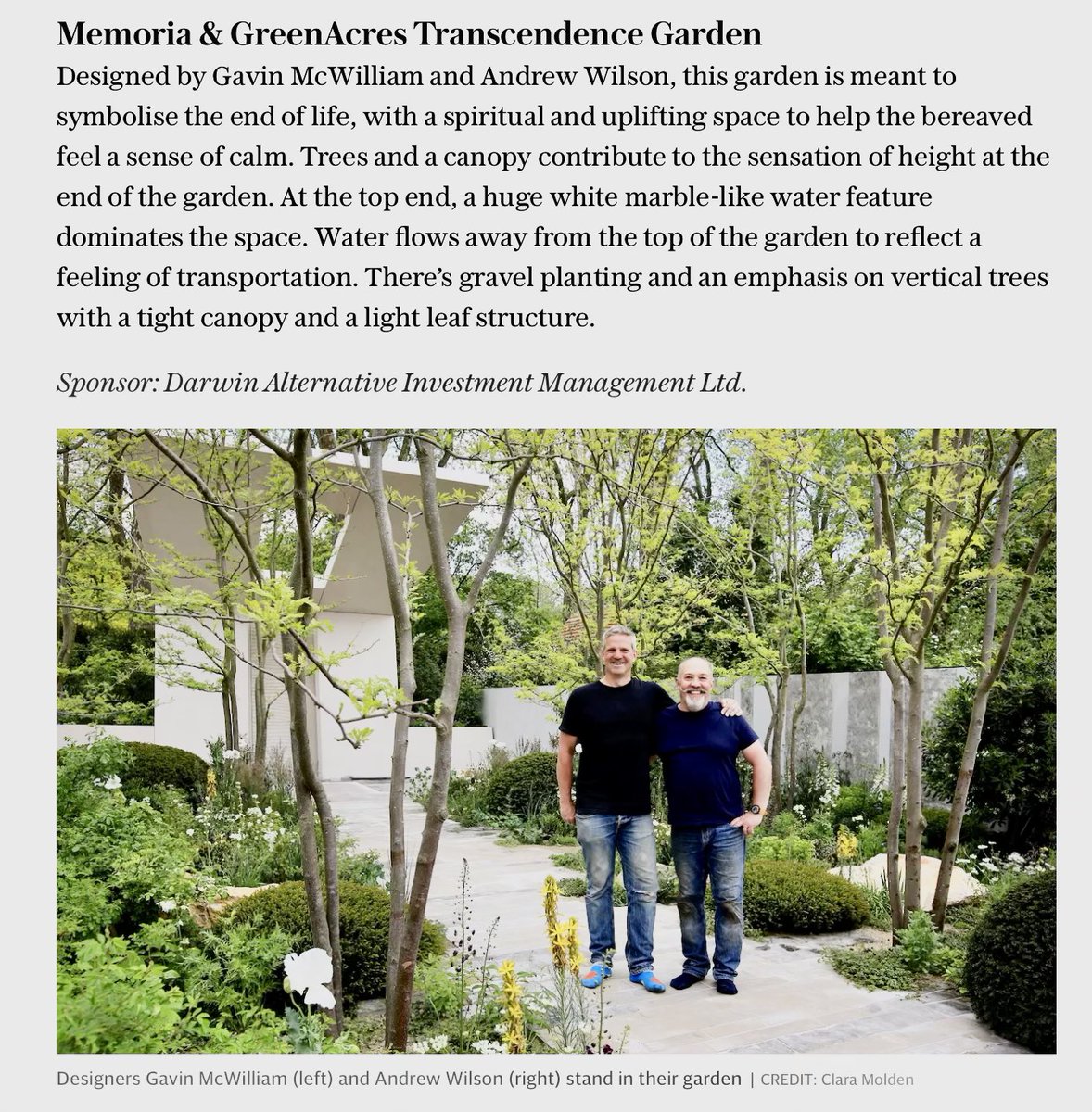 Congratulations to <a href="/GreenAcresParks/">GreenAcres Living Memorial Parks</a> and Memoria on the Silver Gilt medal they were awarded at <a href="/The_RHS/">The RHS</a> #ChelseaFlowerShow for their garden symbolising the end of life and a space for #bereaved people.