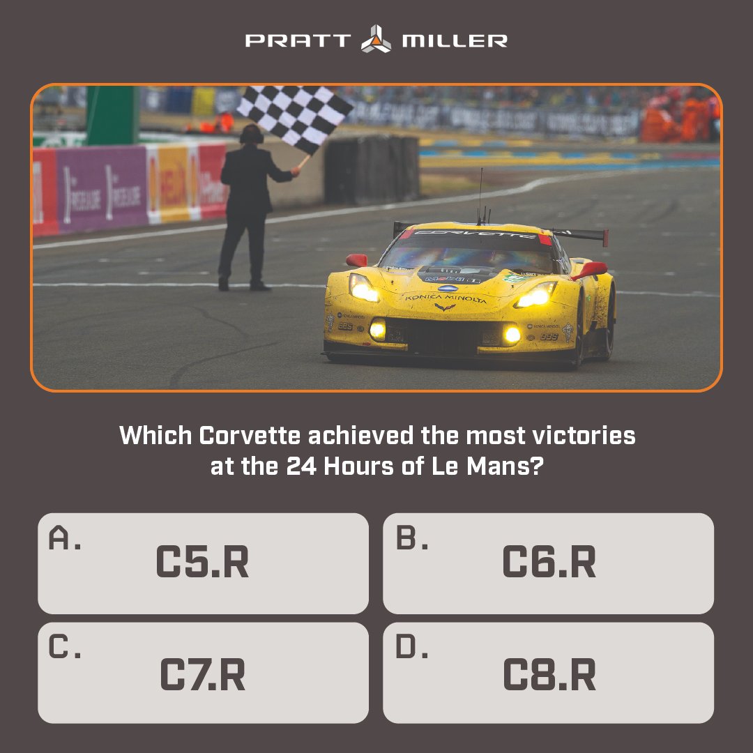 For this week's #TriviaTuesday we're looking back at Corvette Racing's extensive history competing in the 24 Heures du Mans.

Which Corvette model has achieved the highest number of victories at the 24 Hours of Le Mans?

🟡Tell us below 🔽
🟡Find out tomorrow!

📷: @RPrincePhoto…