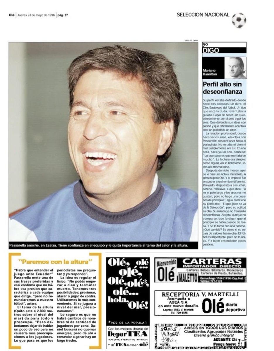 Hoy se cumplen 27 años del primer Olé de su historia. Con <a href="/MartinEula17/">Martín Eula</a> terminamos tarde de escribir la primera entrevista. Fue a Daniel Passarella, el DT de la Selección.  Difícil olvidar ese día de tanta adrenalina e ilusión por el arranque de un diario deportivo en Argentina.