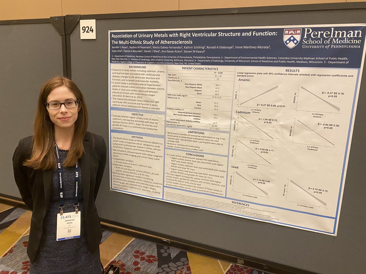 Come see @JenniferKeenMD present her work on heavy metal and RV in MESA! #ATS2023 @PennMedPH @KawutSteven