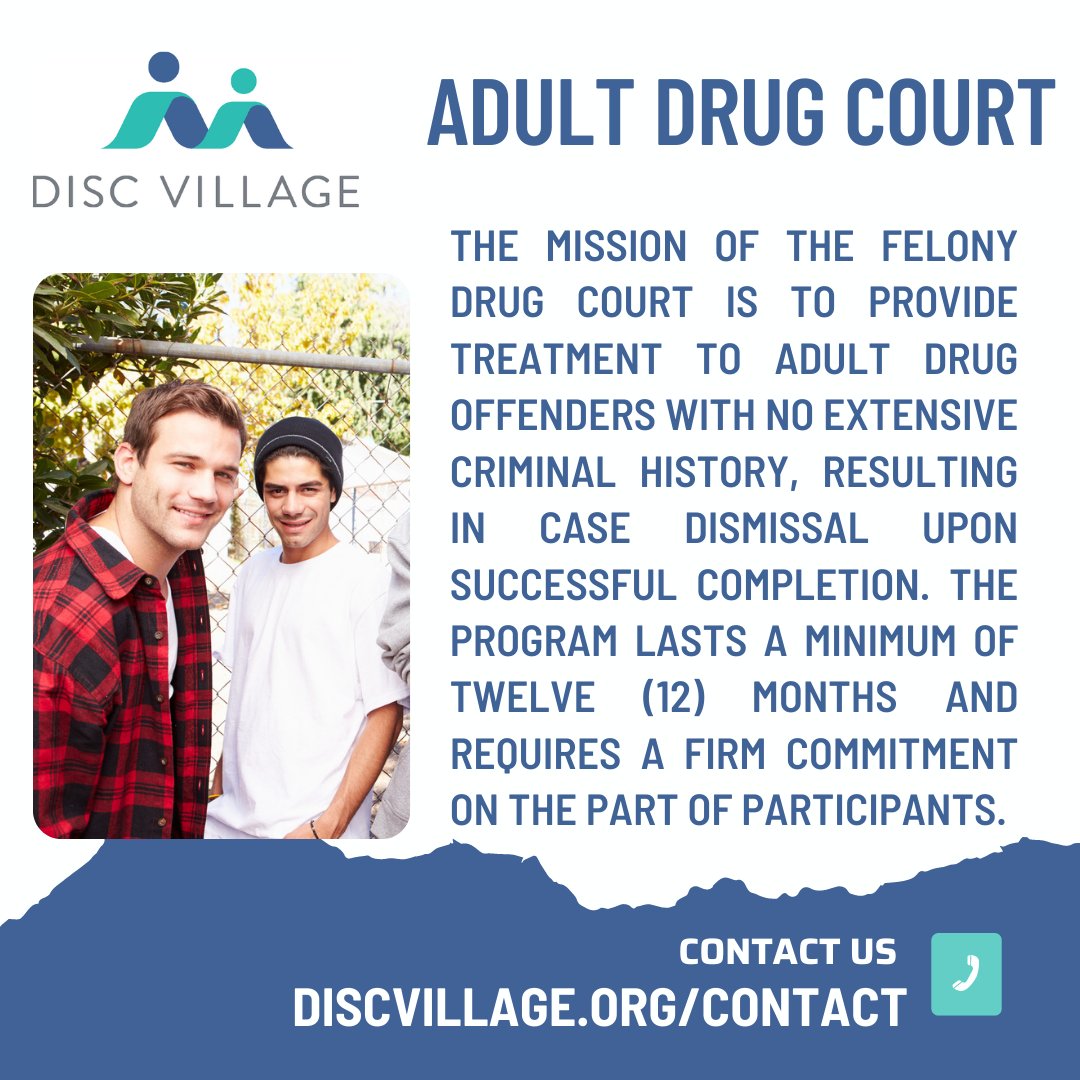 We're celebrating National Drug Court Month by starting off with our Adult Drug Court Program! To learn more about it visit us at discvillage.org/adult-drug-cou…