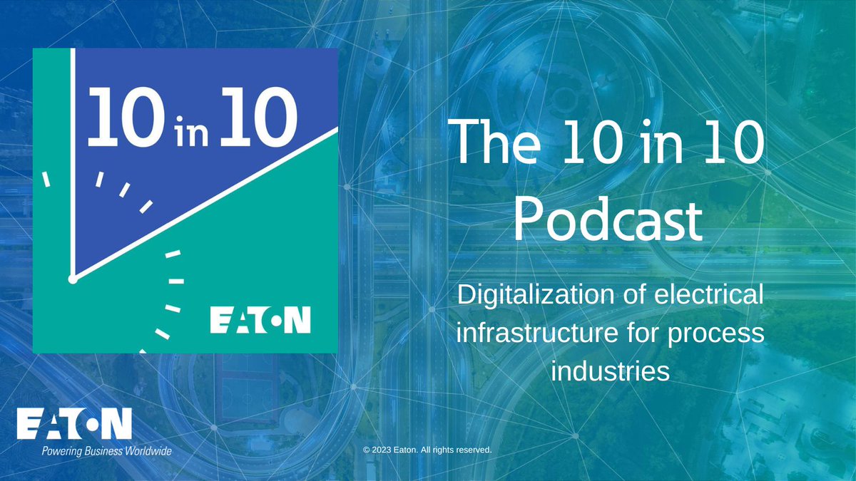10 questions. 10 minutes. In this episode of Eaton's 10 in 10 Podcast, you'll learn about current trends in intelligent power management and some common use cases for digitalizing electrical assets with Industry 4.0 technology ow.ly/KRJa104HRbB