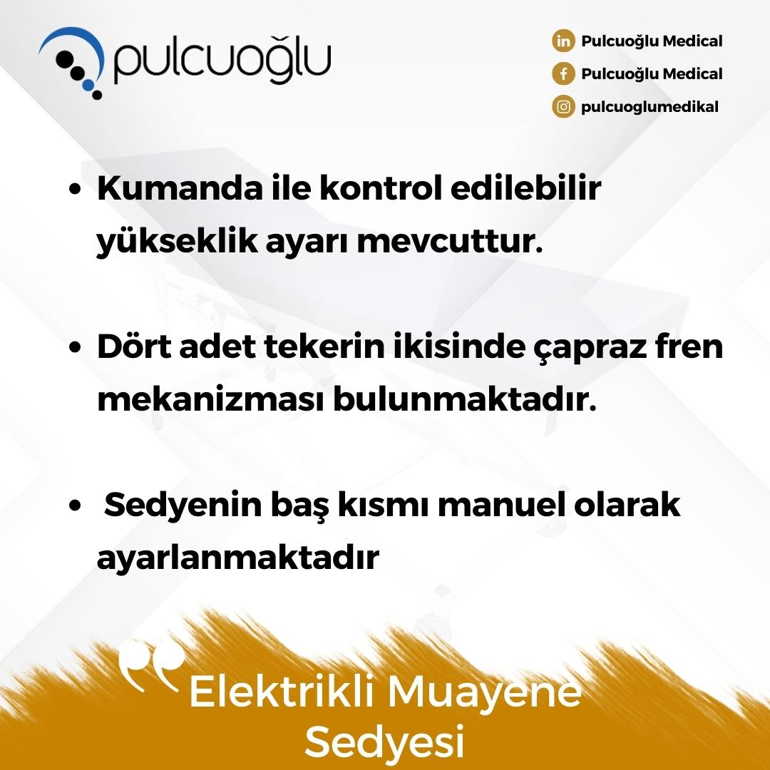 PulcuogluSan's tweet photo. Kumanda ile kontrol edilebilir yükseklik ayarı mevcut olup, dört adet tekerin ikisinde çapraz fren mekanizması bulunmaktadır. Ve sedyenin baş kısmı manuel olarak ayarlanabilmektedir

#ameliyatekipmanları #muayene #ameliyat #hastane #sağlık #ürün #ankara #medikal #pulcuoğlu #tıp https://t.co/DzHA5fb3e0