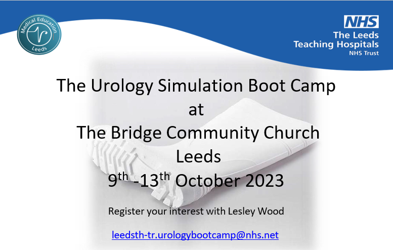 🚀Calling all aspiring urologists! 🚀 National Urology Simulation Bootcamp 📅 9-13 October 2023 Learn from renowned faculty, cutting-edge simulations. Limited spots available! Register now: leedsth-tr.urologybootcamp@nhs.net @UrologyBootCamp @BAUSurology @BSoT_UK @MedEdLeeds