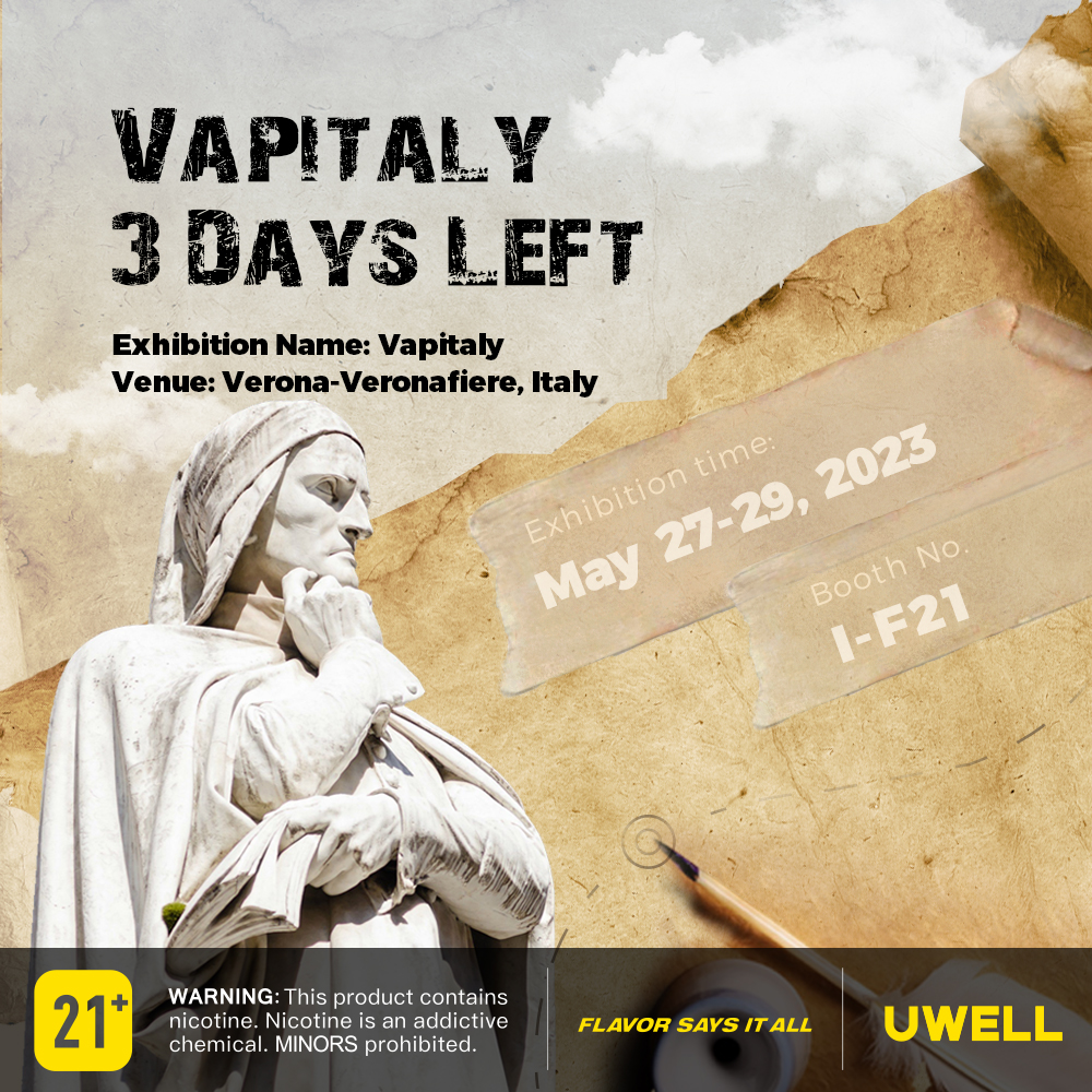 Hello Italy!!
UWELL team will meet you at #vapitaly 

Venue: Verona-Veronafiere, Italy
Exhibition time: May 27-29, 2023
Booth No.: I-F21

#uwell #uwelltech #vapitaly