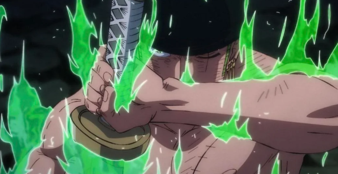 It seems like Toei are adapting, 'The Colour of Conquerors,' so that the black lightning is not the only artistic effect around it.

They're literally giving characters their own colours of conquerors. Kaido's is purple, Luffy's is gold, and Zoro's is green.
