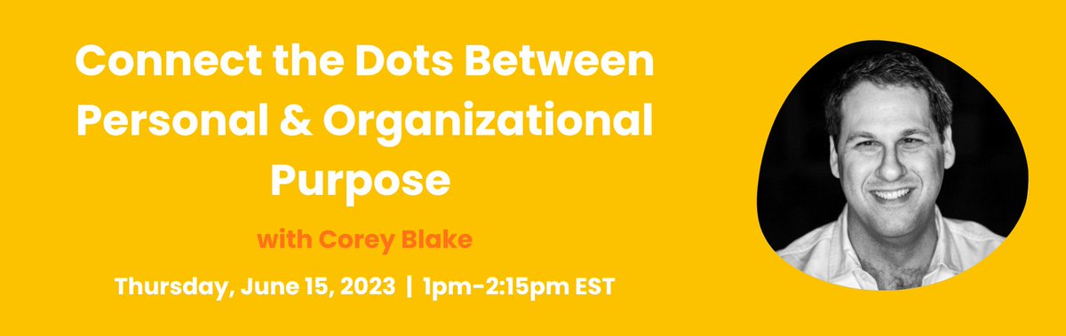 On June 15, Corey Blake of Round Table Companies is going to help the Small Giants Community connect their personal purpose to that of the larger company. You won't want to miss this interactive (and free!) workshop. Register now and bring your team!

hubs.li/Q01PH-yR0
