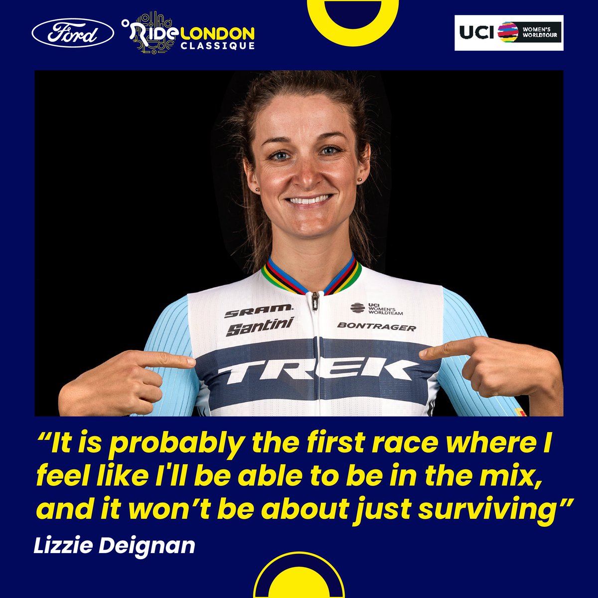 Former World Road Race Champion and four-time British Road Race Champion Lizzie Deignan is eager to inspire next generation as she comes “for the win” at Ford RideLondon Classique💪 

🔗  bit.ly/3MycNaa

#RideLondon