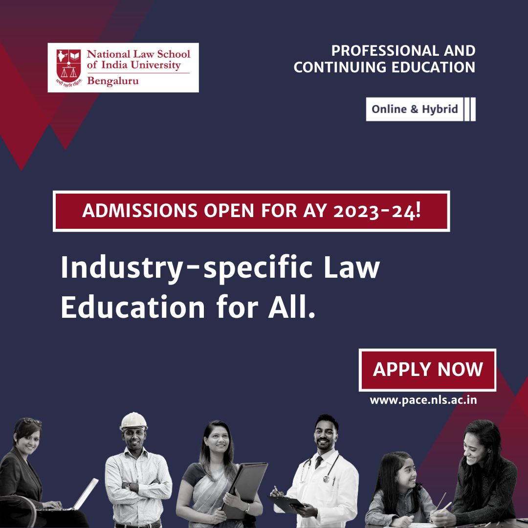 The National Law School of India University invites applications for admission to our Online and Hybrid programmes for the Academic Year 2023-2024!   

Read more: pace.nls.ac.in/news-events/ad……

#NLSIU #ContinuingEducation #OnlineLearning #ProfessionalDevelopment #law #legaleducation